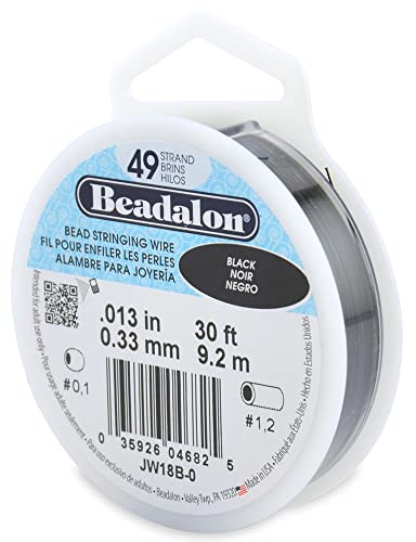 Beadalon 9.2 m Reel 0.33 mm Diameter 49 Strand Wire, Black