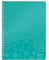 Leitz WOW Collegeblock A4 kariert, 160 Seiten, 80 Blatt FSC-zertifiziertes Papier 80 g/m², Doppelspiralbindung, PP-Einband, Notizbuch mit Sichthülle und Lineal, Für Büro oder Schule, Eisblau, 46380051