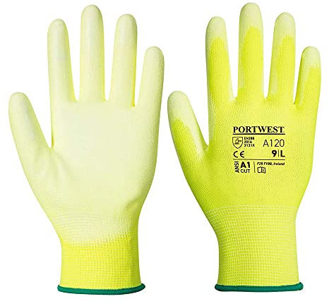 Portwest Guanti da uomo A120y2rxl Pu Palm Giallo, XL Confezione da 1 UK