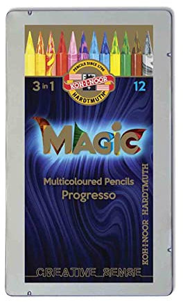 Koh-I-Noor MAGIC Künstler-Buntstifte, 12 Stück, mit Metalldose