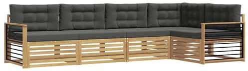 vidaXL Outdoor-Sofagarnitur 6 pcs Weiß und Anthrazit Polyester, Patio Lounge, modernes Sofa für draußen, wetterfestes Gartenmöbel, bequemes Terrassen-Set
