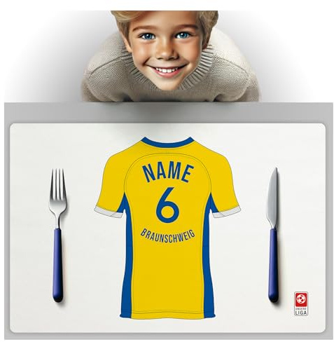 Braunschweig Fanartikel Tischset PERSONALISIERTES Geschenk, passend für Braunschweig Fans, Geschenk Jungen, Fussball Männergeschenke Braunschweig Trikot Geburtstag Weihnachten Platz-Set TS