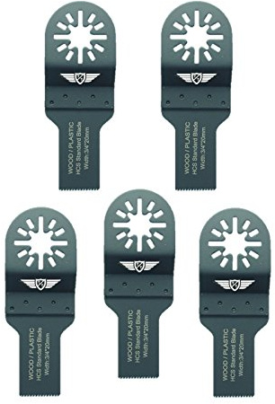TopsTools 5pcs UN20F_5 20mm Holz Multitool Klingen Profi | Kompatibel mit Bosch, Fein (Non-StarLock), Makita, Milwaukee, Einhell, Holz-Klingen schneiden schnell und sauber
