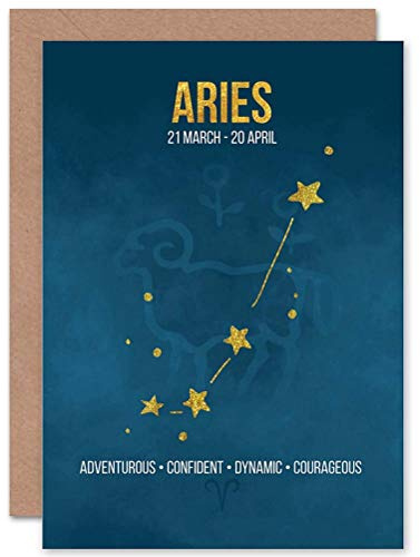 Wee Blue Coo BIRTHDAY CARD - ZODIAC STAR SIGN ASTROLOGY BLUE ARIES