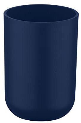 WENKO Zahnputzbecher Brasil, Becher für Zahnbürste und Zahnpasta, Zahnbürstenhalter für das Badezimmer oder Gäste-WC, Zahnbecher aus bruchsicherem Kunststoff, BPA-frei, Ø 7,3 x 10,3 cm, Dunkelblau