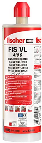 fischer | taco quimico,resina vinilester para hormigon, ladrillo hueco, varilla roscada para fijar toldos, antena, escalera (410ml)