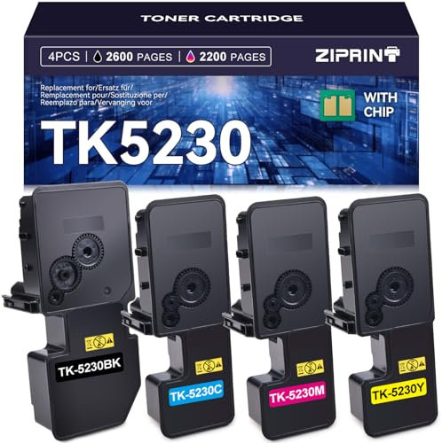 ZIPRINT 4 Multipack Compatible Kyocera TK-5230 Toner Pour Kyocera ECOSYS P5021cdn ECOSYS P5021cdw ECOSYS M5521cdn ECOSYS M5521cdw
