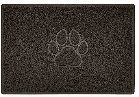 Nicoman PAW Shape Cat Litter Box Mat, Dog Food Feeding Tray Matt, Non-Slip, Easy Clean, Washable(90x60cm,Large),BROWN