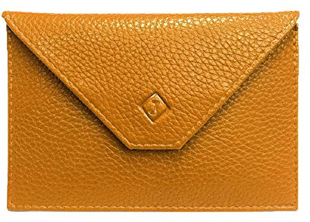 LOLUNA® Pochette Format enveloppe pour Papier Voiture, Carte Grise, permis Conduire Tout en Cuir Plusieurs Couleur Homme et Femme (Jaune Moutarde)