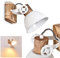 HOFSTEIN Wandleuchte Orny, Wandspot im Retro/Vintage Design, verstellbare Wandlampe aus Metall/Holz in weiß, 1-flammig, 1 x E27-Fassung, ohne Leuchtmittel