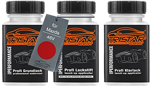 TRISTARcolor Autolack Lackstift Set für Mazda 46V Soul Red Crystal Metallic Grundlack Basislack Klarlack je 50ml