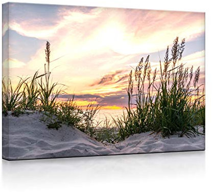 lightbox multicolor | Leuchtbild | Gras am Strand bei Sonnenuntergang | 100x70 cm | Fully Lighted