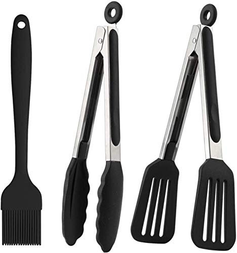 SunAurora Pinzas para Barbacoa, Juego de Pinzas de Cocina, Pinzas para Parrilla de Silicona Inoxidable para Hornear, Ensaladas, Buffet