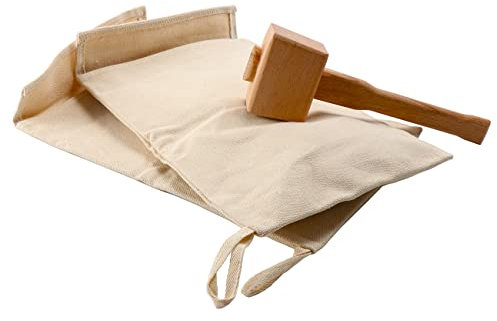 2 Stück Eisbeutel Lewis Beutel Canvas Eisbeutel Wiederverwendbare Canvas Tasche mit Holz Hammer Schlägel für Sommer Barkeeper Kit & Bar Werkzeuge Küchenzubehör