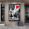 Abstrakte Banksy Leinwand Malerei Kind Und Herz Poster Drucke Quadros Wandkunst Bild Wohnzimmer Wohnkultur Cuadros 60x70cm(24x28in) Rahmenlos
