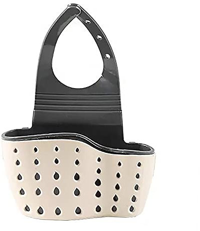 tooloflife Support d'éponge pour évier de cuisine, organiseur réglable pour évier de cuisine, panier de vidange gadget à suspendre, organisateur de passoire, beige