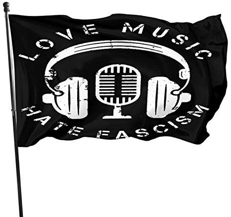 675 Gartenfahne Liebe Musik Hasse Faschismus Gegen Garten Banner Niedliche Flagge Dekorative Feiertage Flags Für Freien Feiertage Veranda 90X150Cm