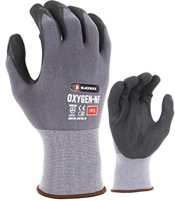 Blackrock Oxygen Safety Work Grip Handschuhe, Nitrile Engineering Gripper Gloves For Work, Optimale Ölhandhabung, Für Männer und Frauen, Bau, Lager