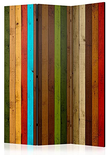 murando Akusticher Raumteiler Holz Foto Paravent 135x172 cm beidseitig auf Vlies-Leinwand Bedruckt Akustikschaum Trennwand Spanische Wand Sichtschutz Home Office Holzoptik Wood Bretter f-C-0393-z-b