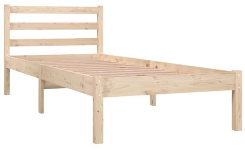 vidaXL Massivholzbett, Bett Holzbett für Schlafzimmer, Bettgestell Bettrahmen mit Lattenrost Kopfteil, Einzelbett Schlafzimmerbett, Kiefer 75x190cm