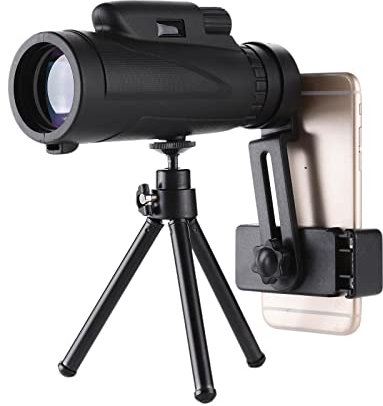 Monokular Teleskop 12X50 Outdoor Teleskop mit Smartphone Adapter,Wasserdichtes HD Monokular Fernrohr mit Handyhalter und Stativ, für Wandern Vogelbeobachtung Jagd Camping Wildtiere (A)