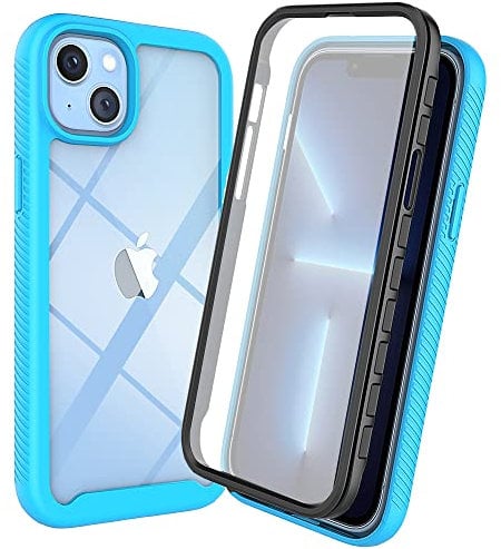 iPhone 11 Pro Max Case with Built-in Screen Protector, 360 Full Body Protective Cover Heavy Duty Anti-Scratch Shockproof Slim Silicone Bumper Clear Phone Case for iPhone 11 Pro Max 6.5, Light Blue