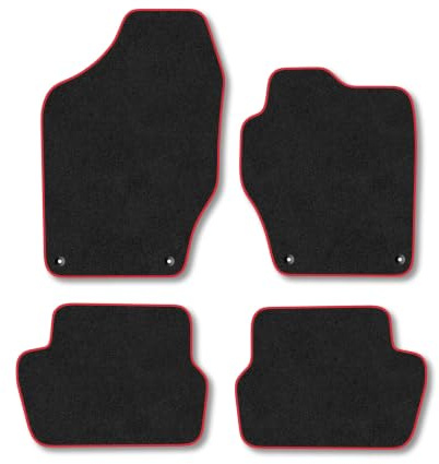 Peugeot 308 (2008-2014) Carpet Car Mats | Red Edge Trim Tailored Fit Floor Mats Full Coverage Protection Accessories Easy Clean Anti Slip Made in the UK