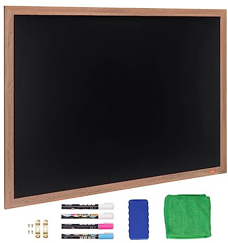 VEVOR Magnettafel Schwarz, Kreidetafel Magnetisch mit Holzrahmen 116 x 88 cm, inkl. 4 Kreidemarkers & Radiergummi & Tuch