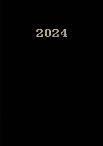 Wochenplaner 2024: Wochenplaner 12 monate von Januar bis Dezember 2024 | A4 Wochenplaner mit Uhrzeiten | Kalenderbuch mit Feiertagen | Soft-Cover Schwarz