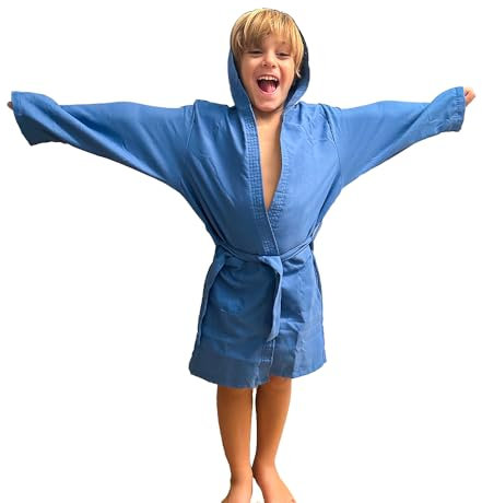 Jenny Sesal Accappatoio in microfibra con cappuccio e cintura per bambino/bambina - ragazzo/ragazza confezione salvaspazio (6/8 anni, Blu Royal)