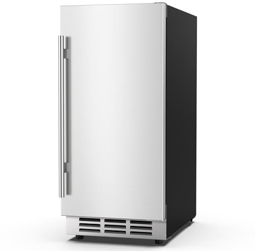 Mojgar - Refrigerador de bebidas para exteriores, de 15 pulgadas, a prueba de clima, acero inoxidable, refrigerador de bebidas debajo del mostrador, refrigerador de bebidas para interiores y