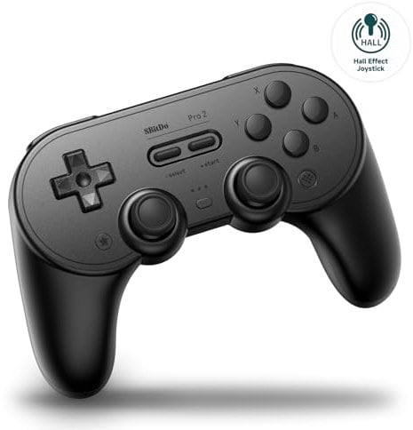 8Bitdo Pro 2 Bluetooth Controller for Switch, Hall Effect Joystick Update, Wireless Gaming Controller for Switch, PC, Android, and Steam Deck & Apple (Black Edition)