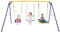 Maxmass Kids Swing Set, Metal Swing Frame with Nest Swing & Belt Swing, Outdoor Kids Swing Playset for Garden Playground (Yellow Swing Frame and 3 Swings)