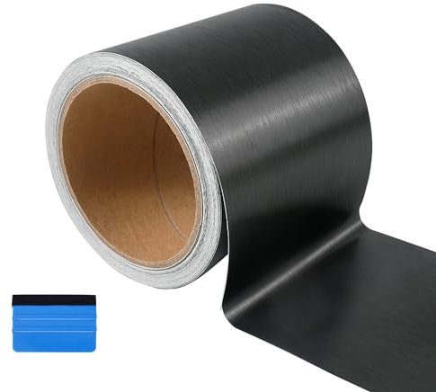 NewL Black Satin Metallic Brushed Vinyl Wrap Tape 10cm x 900cm Air-Release Adhesive Vinyl Wrap for Cars Anti-Scratch Car Door Sill Protector Car Sill Protectors Strips