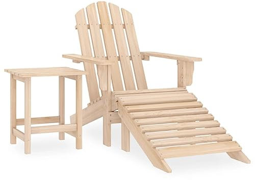 KTHLBRH Outdoor Lounge Garten möbel draußen Balkon Tisch und stühle Adirondack-Gartenstuhl mit Fußstütze & Tisch Massivholz Tanne