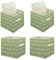 Holdfiturn 4Pcs Cube Storage Boxes 28x28x28cm Foldable Kallax Storage Cubes with Handles Collapsible Baskets Toy Bins Fabric Organisiers Containers for Kallax Unit Shelf (Light Green)