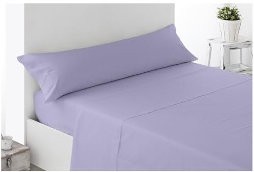 Acomoda Textil – Juego Sábanas Microfibra para Cama Individual y Matrimonio con Bajera Ajustable, Encimera y Funda Almohada. Sábanas Colores Lisos Cómoda Suave para Verano-Invierno. (Lila, 90 cm)