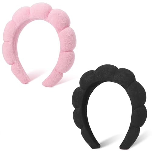 DRESHOW Spa-Stirnband für Damen - Schwamm zum Waschen des Gesichts, Wolken Weiches Frottee für Makeup und Hautpflege