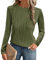 Gemulate Trendy Outfits 2024 Trendy Casual Textured Long Sleeve Baggy Shirts for Women Dressy Crewneck T Shirts Solid Loose Blouses Outfits Jungle Green S