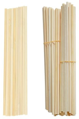 100 Stück Zuckerwatte Stäbe Vierkant 40cm x 4mm Zuckerwattestäbe Eckig Stäbchen Bambusstäbe für Zuckerwattemaschine Natürliches Bambus Holz für Holzarbeiten, Kunstprojekte & DIY