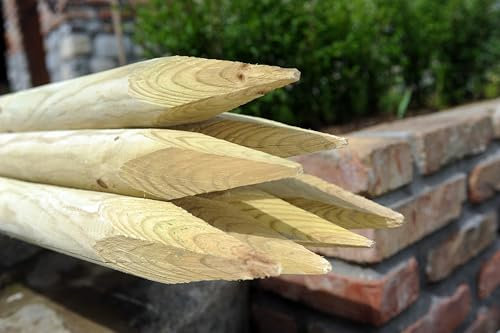 F&G Supplies Wooden Round Fence Posts 1.8m x 75mm Pressure Treated Stakes Pack of 5