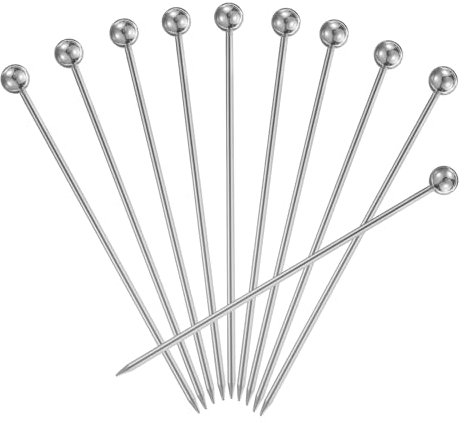 QUARKZMAN 20uds Inoxidable Acero Cóctel Palillos, 4,25 Metal Cóctel Palillos Fruta Reutilizables Palillos Largos Martini Palillos Cóctel Brochetas para Fiesta Bebidas Aperitivo, Plata Bola