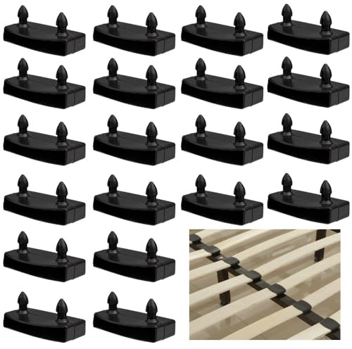 Esforzarse Lattenrost-Halterungen für Lattenrost, 20 Stück, Endkappen für Lattenrost und Kunststoff-Lattenrostkappen, Ersatzteil, Plattform-Ersatz, 55 mm, Schwarz