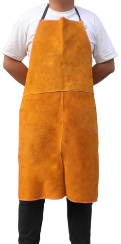 DSQIANG Delantales De Soldador De Cuero De Vaca Delantal De Soldador De Cuero Resistente Al Calor Y A Las Llamas Amarillo(3pcs)