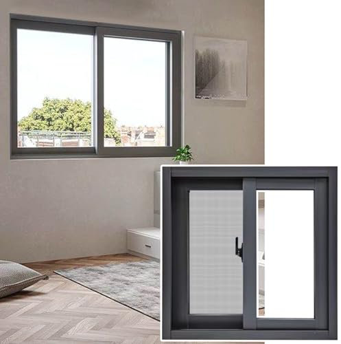 Hausfenster für den Innen- und Außenbereich, horizontale Schiebefenster mit Schloss und Bildschirm, 90 x 65 cm, ideal für Wohnmobile, Keller