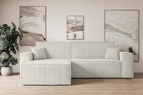 ALTDECOR Ecksofa mit Schlaffunktion und Bettkasten Corner Sofa Eckcouch Couch L-Form universal, Links/rechts Schlafcouch Ausziehbar Wohnlandschaft Schlafsofa Celtic-XL - 277x143x83cm Hellgrau