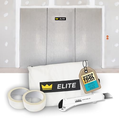 2x ELITE Staubschutzwand – 3,3 m x 3,2 m Profi-Qualität mit Transportbeutel und beiliegendem Klebeband, extrem reißfest, inkl. weißem Cuttermesser