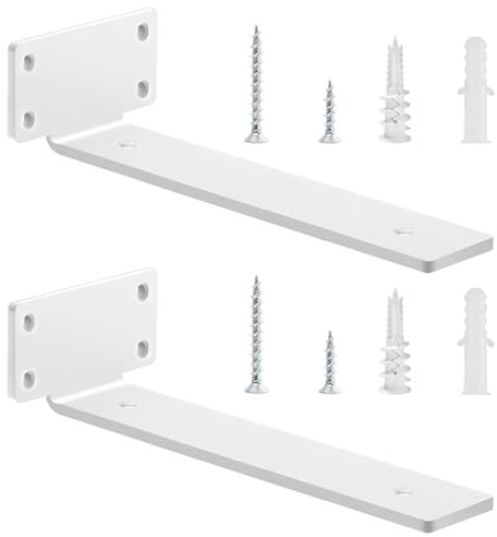 2 Stücke Regalhalterung Regalträger 30 cm, Schwerlast Regalwinkel für die Wandmontage, Schwimmende Wandregal Halterung (5mm dick) | Weiß