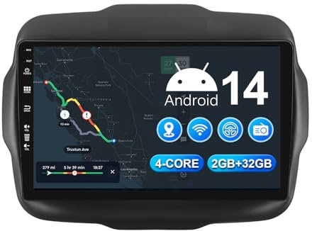 MISONDA 2G+32G Android 14 Radio Coche 2 DIN para Jeep Renegade 2016-2019 con GPS Navi WiFi Bluetooth Pantalla táctil de 9 Pulgadas con Mirror Link FM/RDS/USB/EQ Control del Volante Cámara