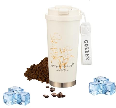 ZHUIYIWIN Tazza Termica Caffè da Viaggio 500ml, tazze da caffè riutilizzabili per i viaggi con coperchio a prova di perdite, tazza da caffè per caffè caldo e freddo, acqua e tè (Orchidea)